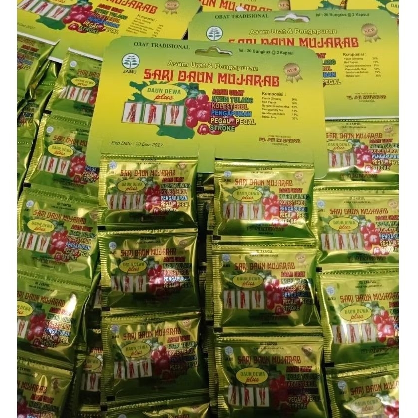 Obat Herbal Daun Dewa//Kapsul Sari Daun Mujarab 20 sachet - 100% Original