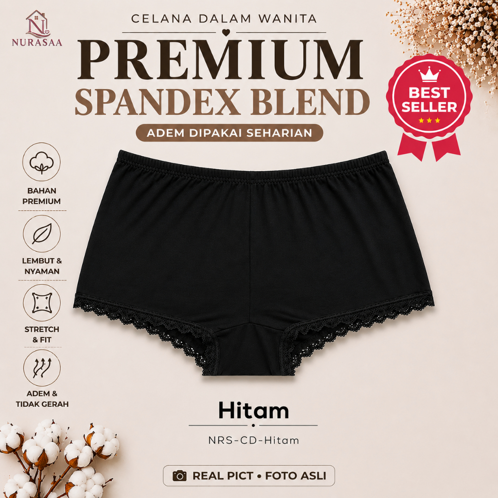 CD UNDERWAER HITAM - CD Jupe - Celana Dalam Wanita Premium Hitam | CD Renda Boxer Segiempat | Cd wan