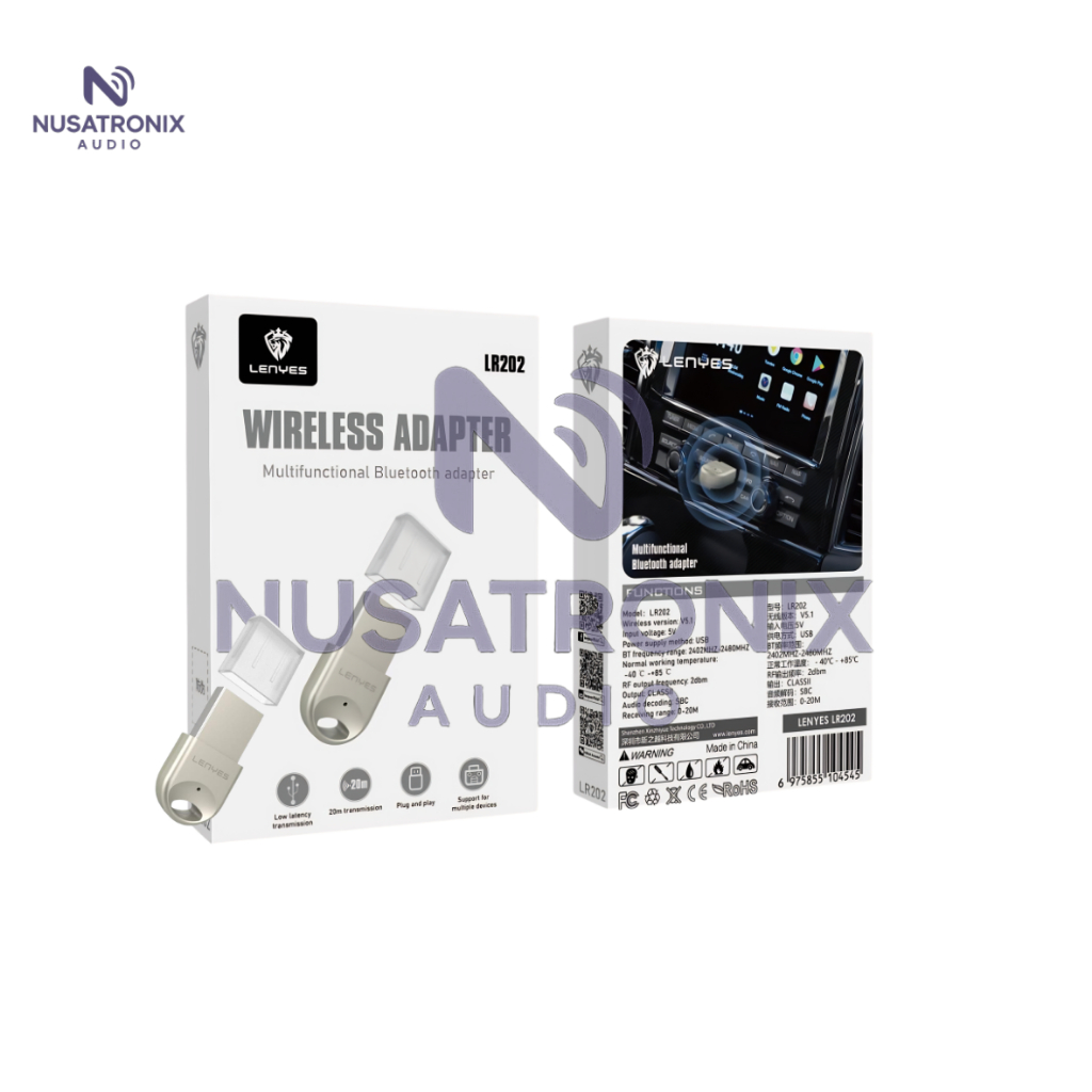 LENYES LR202 BLUETOOTH RECEIVER USB CAR SPEAKER AUDIO DONGLE WIRELESS V5.1