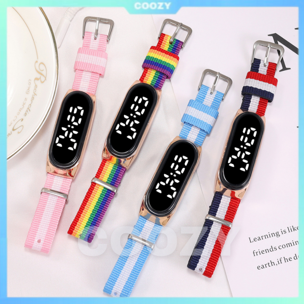 Coozy Jam Tangan Digital Led Touch Screen Unisex Strap Tali Kanvas Sporty / Jam Tangan Pria Wanita e