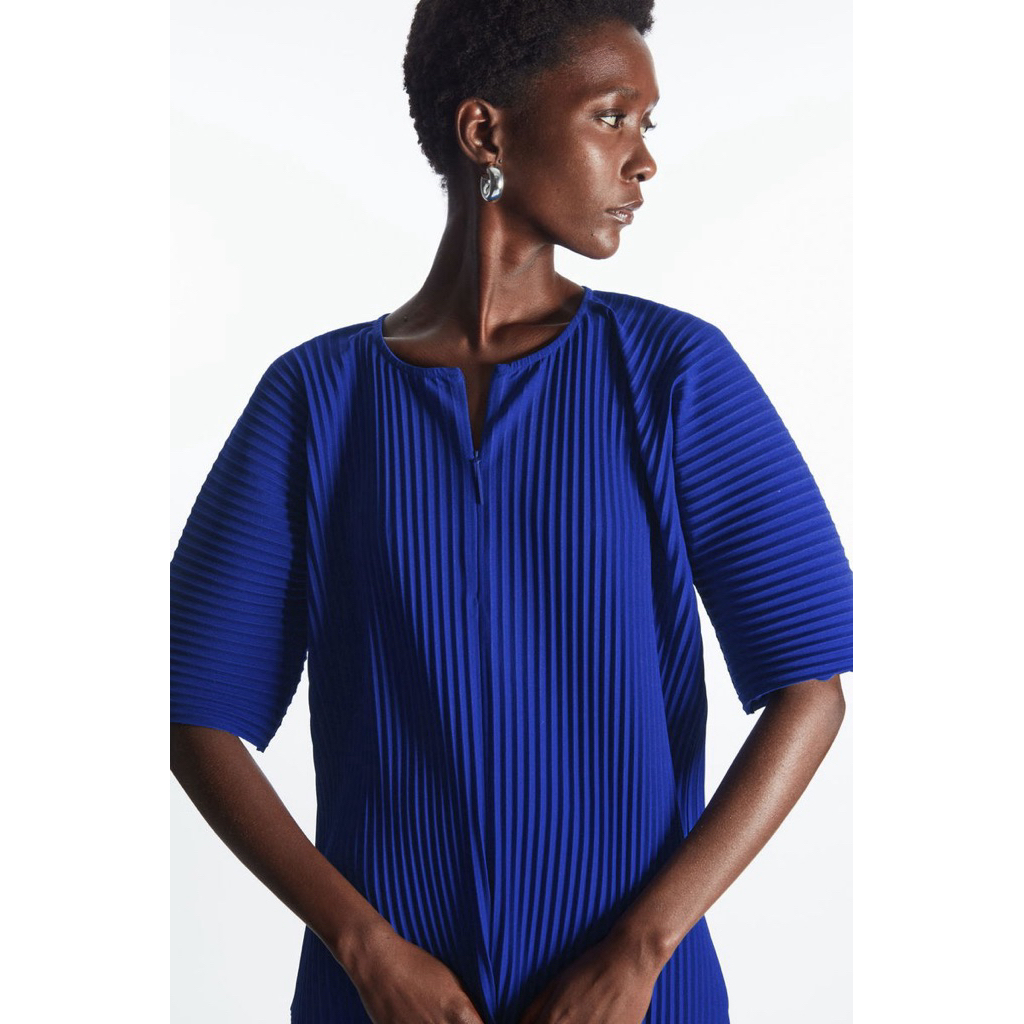 COS Pleated Half Zip Top NEW