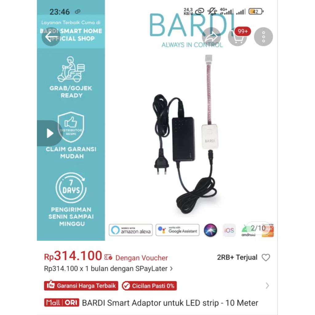 BARDI Smart Adaptor untuk LED strip- 10 Meter
