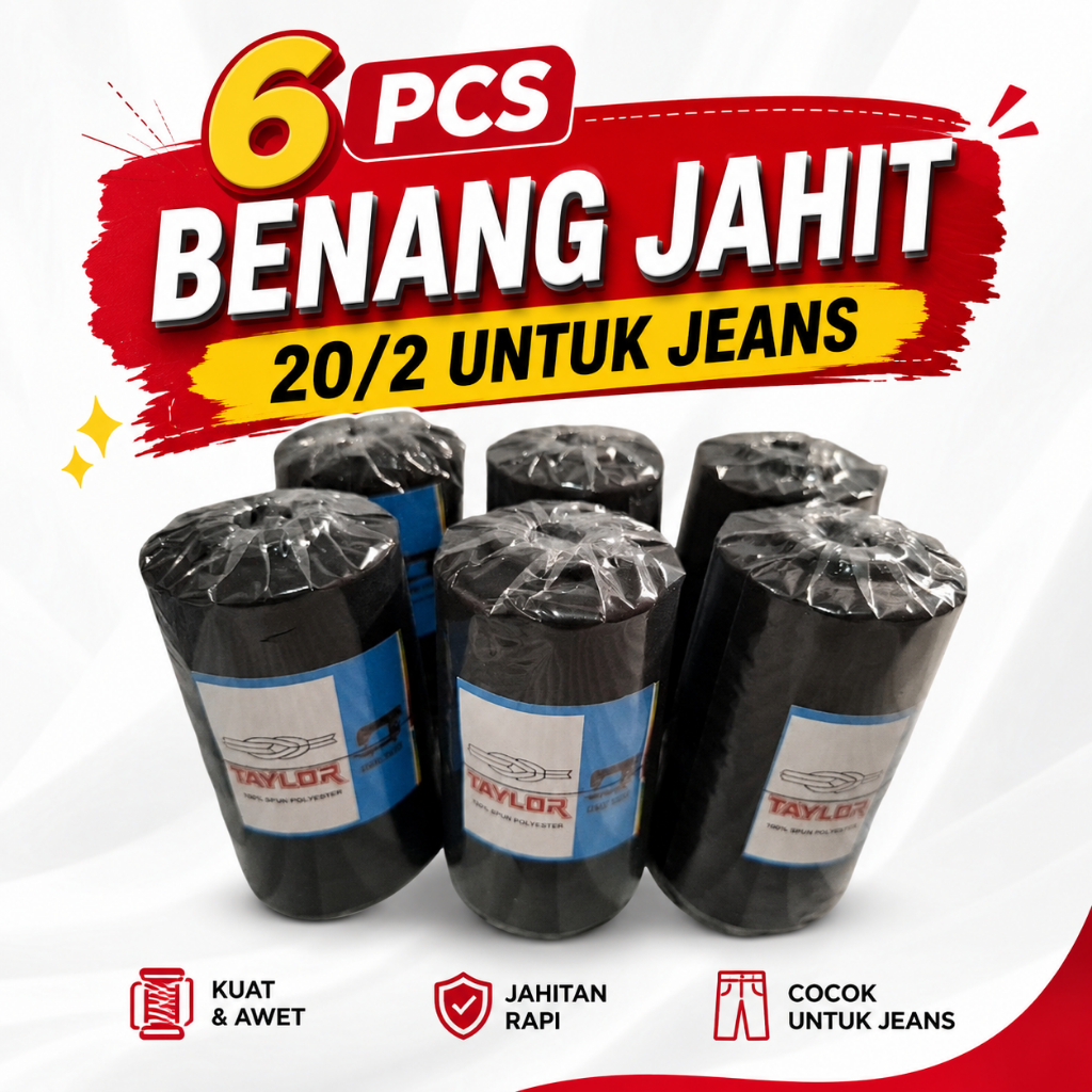 6 pcs Benang jahit jeans 20/2