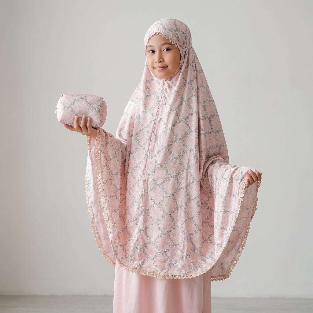 Mukena Anak Armani Silk Premium 2in1 | Mukena Anak Mini Pouch Motif