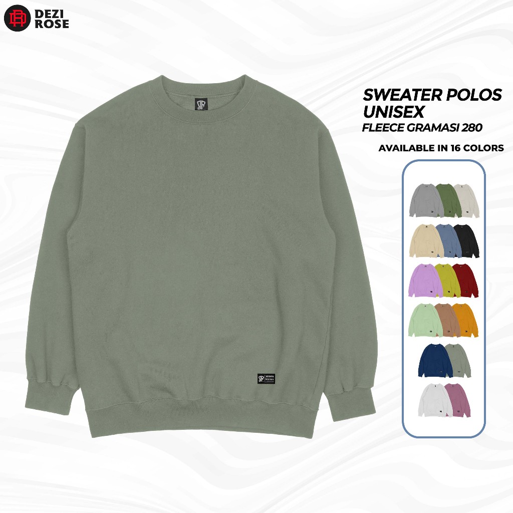 Dezirose Crewneck Sweater Polos Cowok Cewek Fleece Tebal Premium | Pria Wanita Unisex