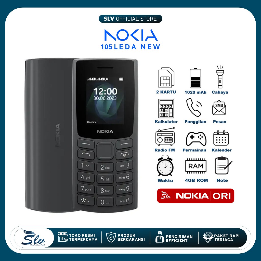 (100% ORI) Nokia 105 LEDA 2023 NEW VERSION NOKIA 105 Murah Berkualitas Hp Jadul 2 Kartu Ada Kamera A