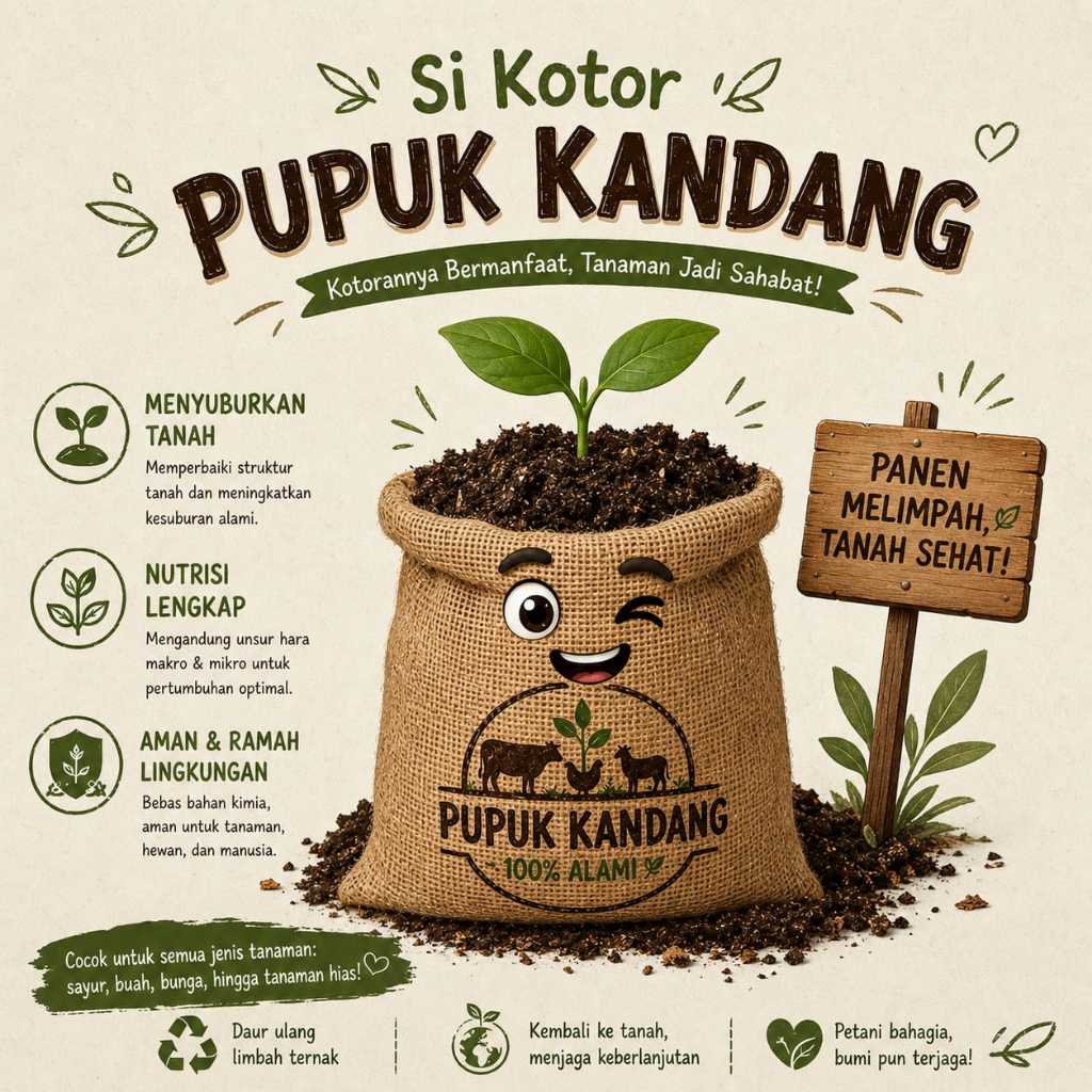 Pupuk Kompos Kohe Kotoran Organik Sapi Halus Murni kemasan 3kg
