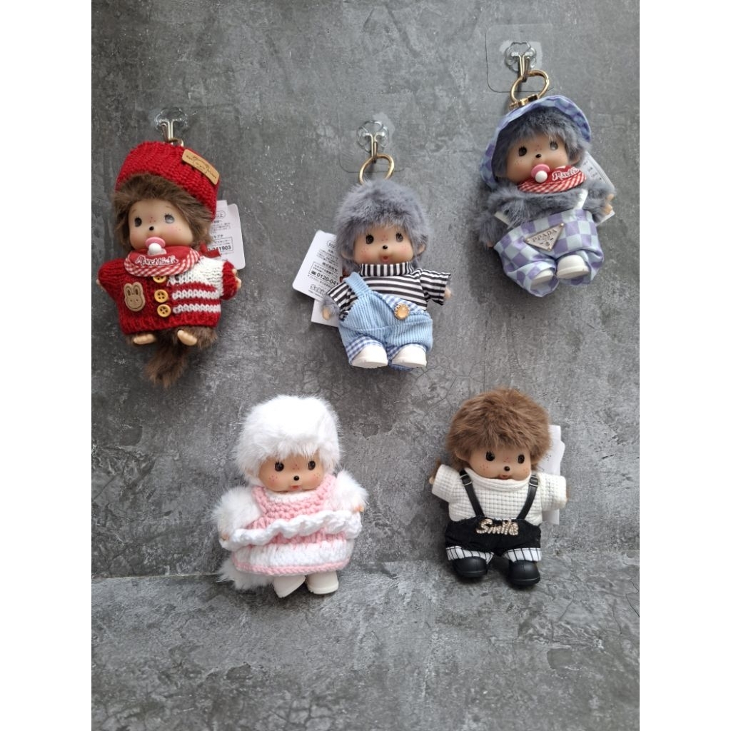 Gantungan kunci boneka/ bagcharm/ keychain/ plushie monchichi kostum