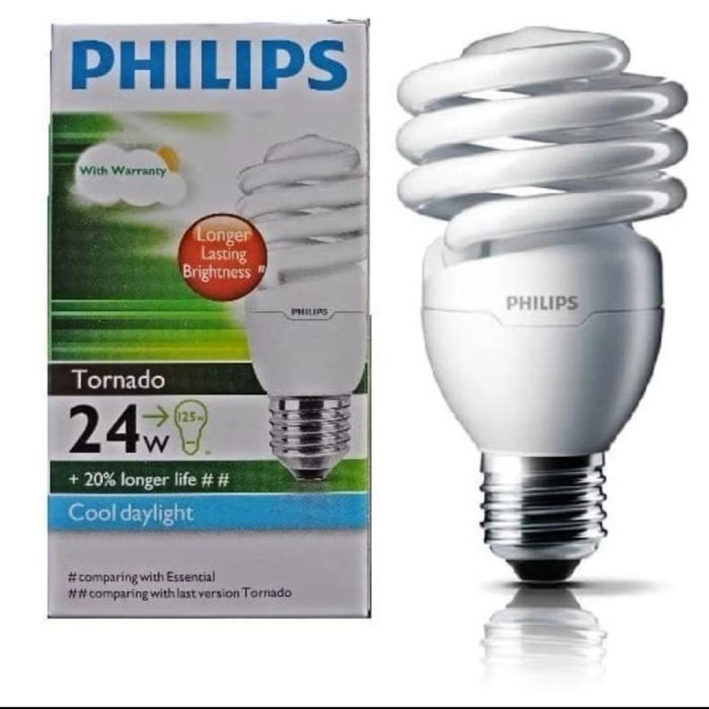 Lampu Philips Tornado 24watt warm white/ kuning E27