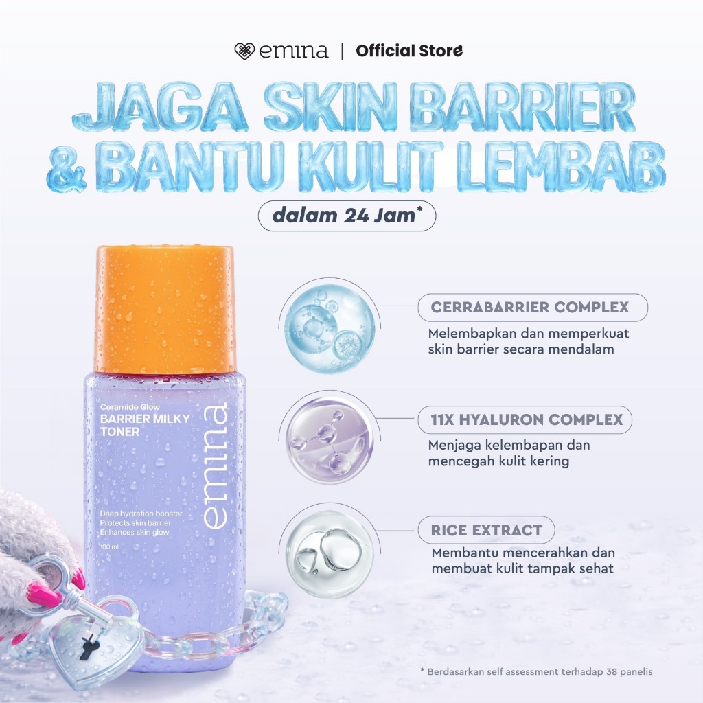 New! Emina Ceramide Glow Barrier Milky Toner 100 ml | Toner Wajah untuk Memperbaiki Skin Barrier, Me