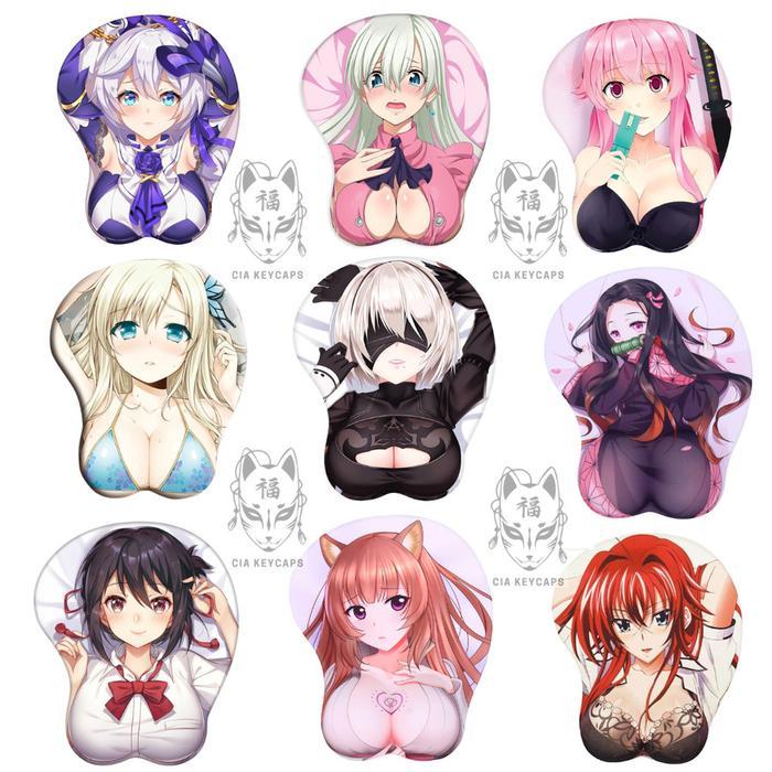 3D Mouse Pad Oppai Anime Mousepad Import Genshin Demon Slayer Rem