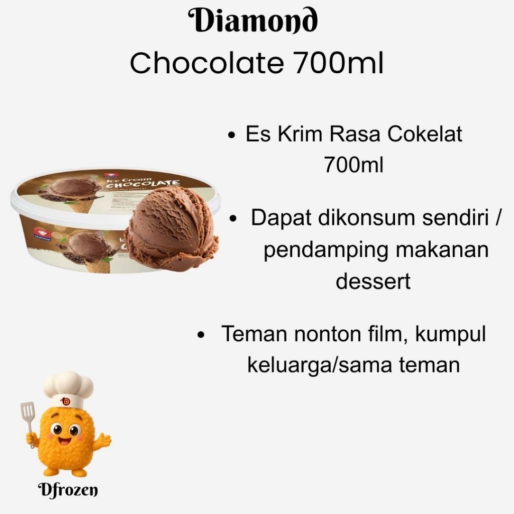 Es Krim Diamond Chocolate 700ml Ice Cream Box Kotak Lembut Creamy Rasa Dan Wangi Cokelat Asli