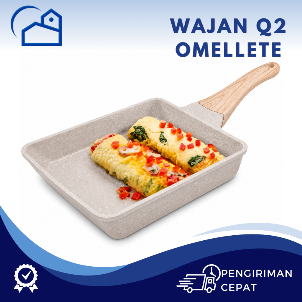HOMESTATION -Teflon Omellete TamagoYaki Pan Wajan Telur Anti Lengket Marble – Wajan Masak Telur Gulu
