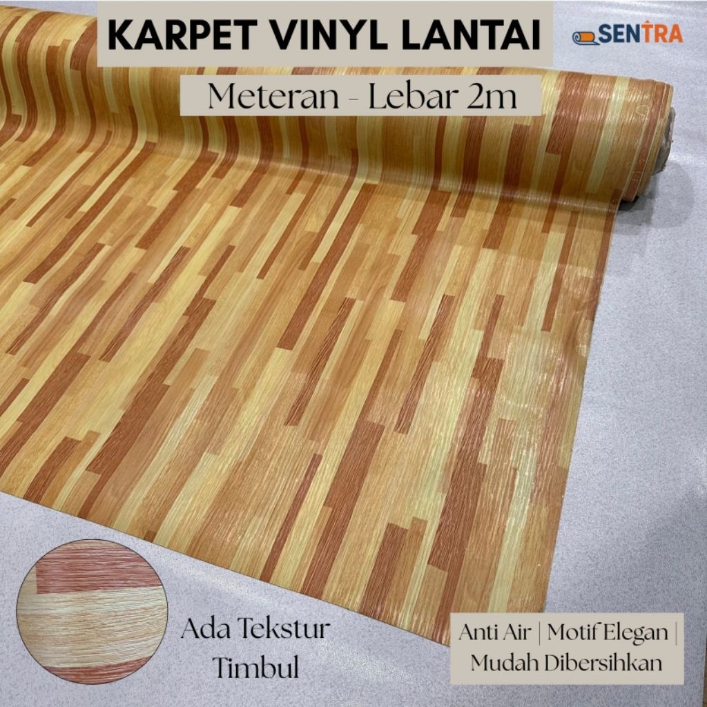 Karpet Vinyl Lantai Motif Kayu Tekstur Timbul Perlak Lantai Tebal Anti Air Waterproof