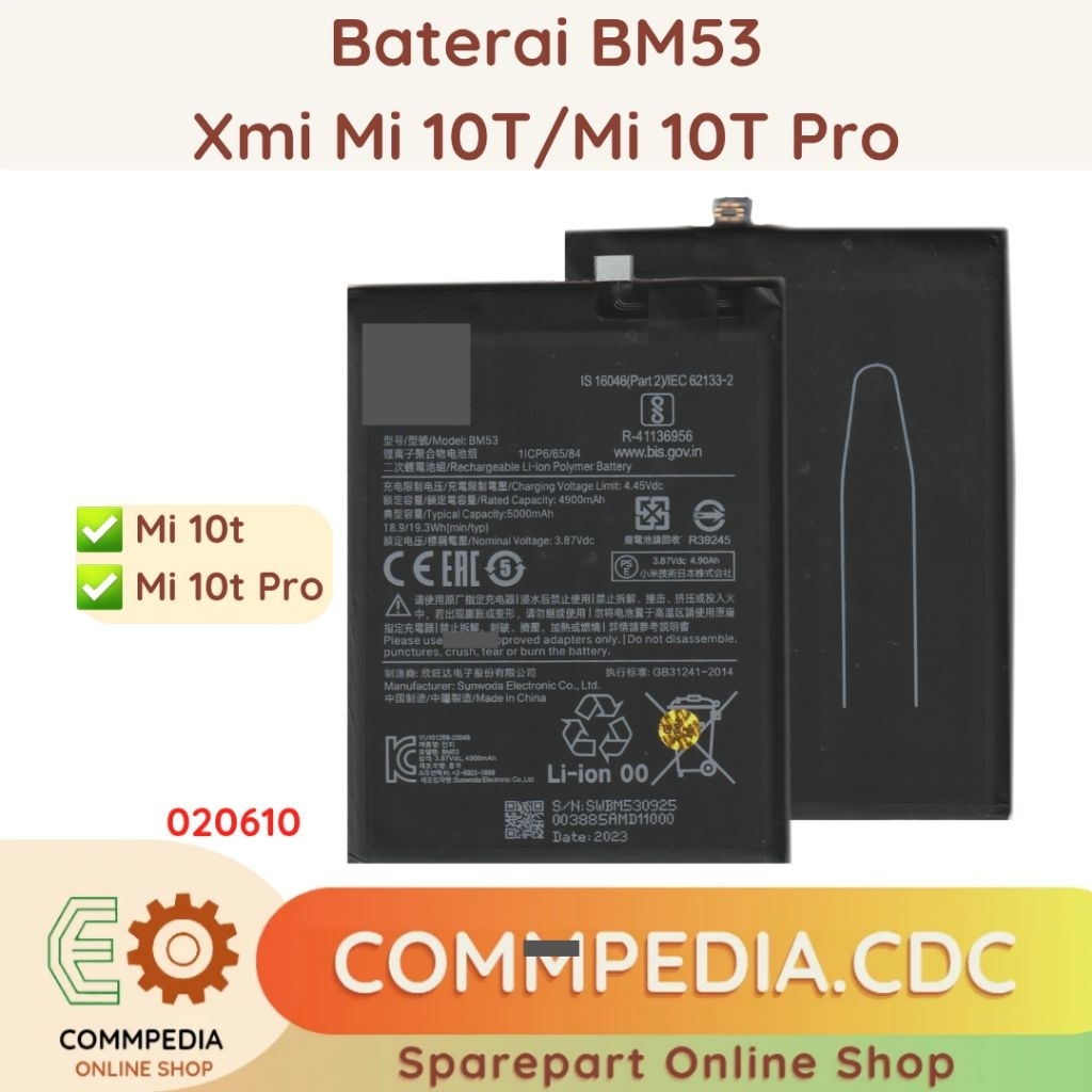 Baterai Xmi Mi10t/Mi10t Pro BM53