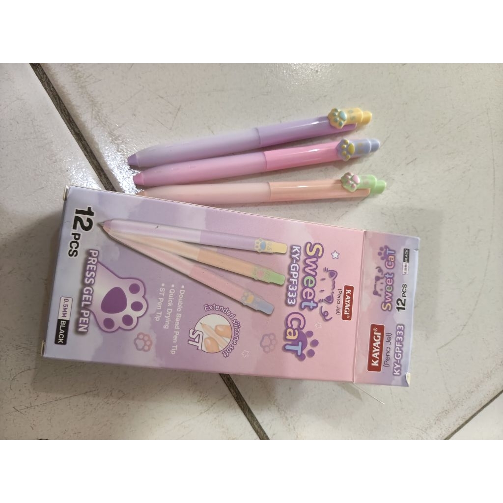 (3pcs) pena kayagi ky-gpf333 cat Paw gel hitam 0,5mm