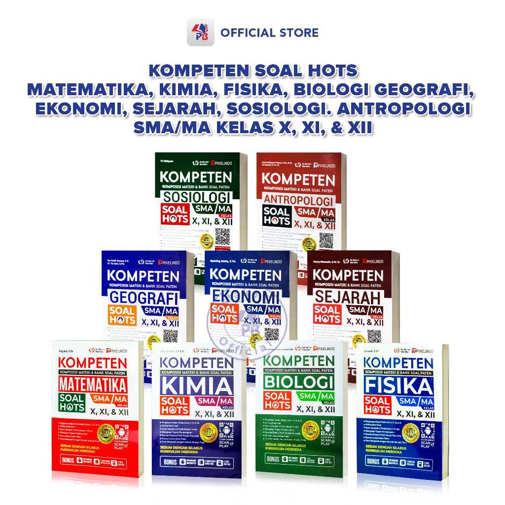 Buku Sekolah / Bank Soal Penunjang Pelajaran SMA / Kompeten Fisika Biologi Kimia Matematika Antropol