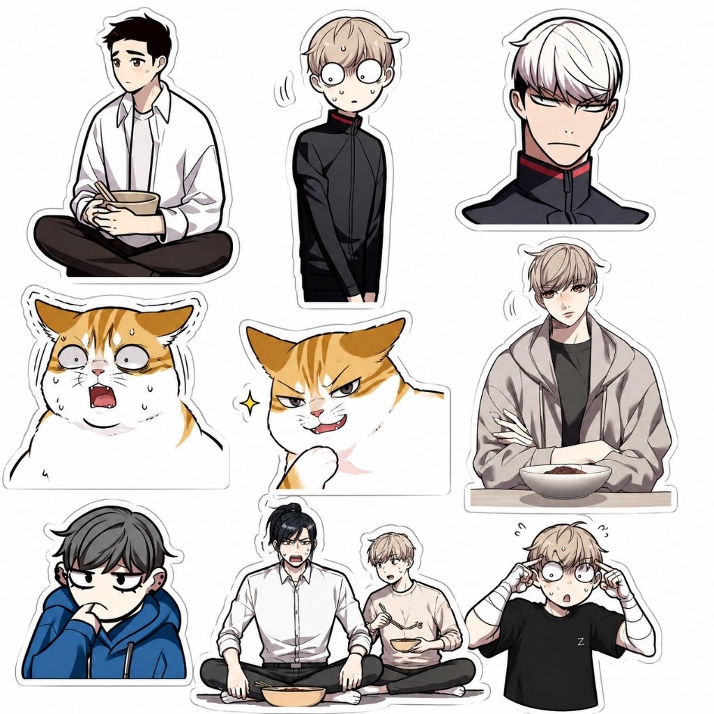 Stiker Eleceed Chibi Waterproof | Sticker Jiwoo Kayden Webtoon Korea Aesthetic