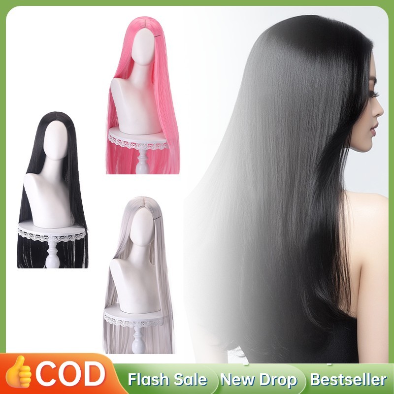 Wig Cewek Wig Hitam Wig Base wig Panjang 100cm Wig Cosplay Universal