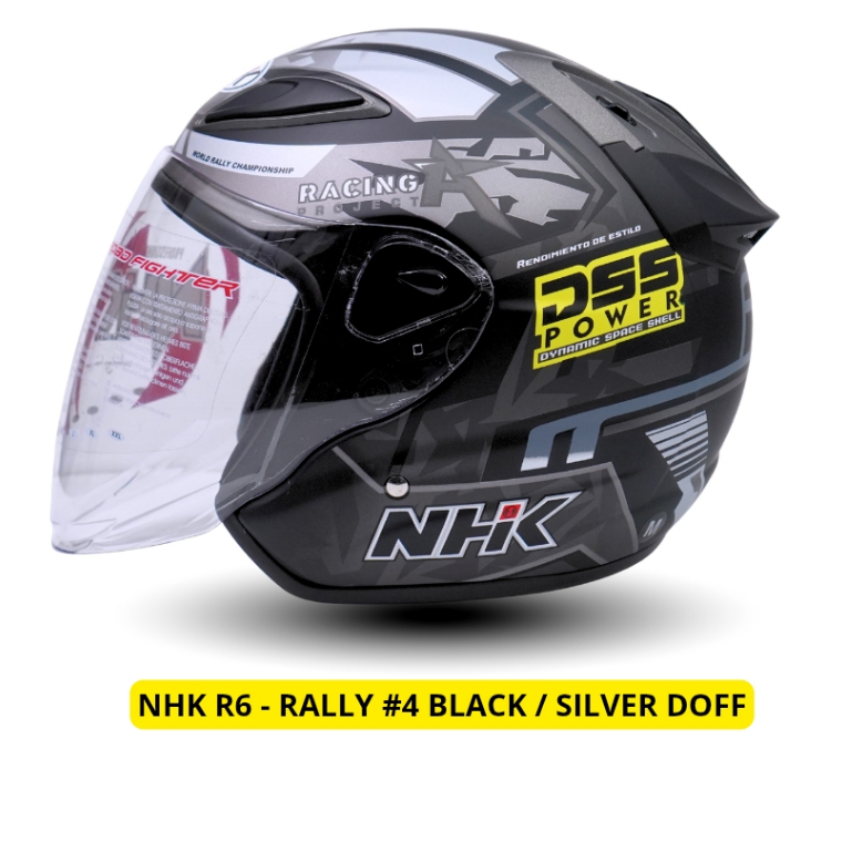 HELM NHK R6 MOTIF RALLY #4 BLACK SILVER NHK R-6
