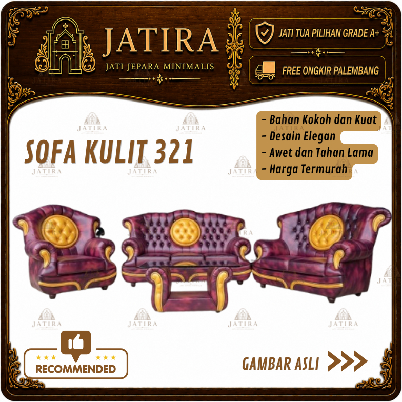 Sofa Tamu Kulit 321 | Sofa Tamu Mewah Murah Palembang