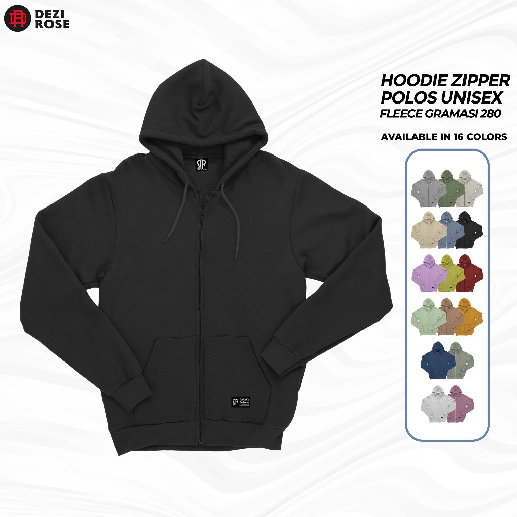 Dezirose Jaket Hoodie Zipper Resleting Polos Cowok Cewek Fleece Tebal Premium | Pria Wanita Unisex