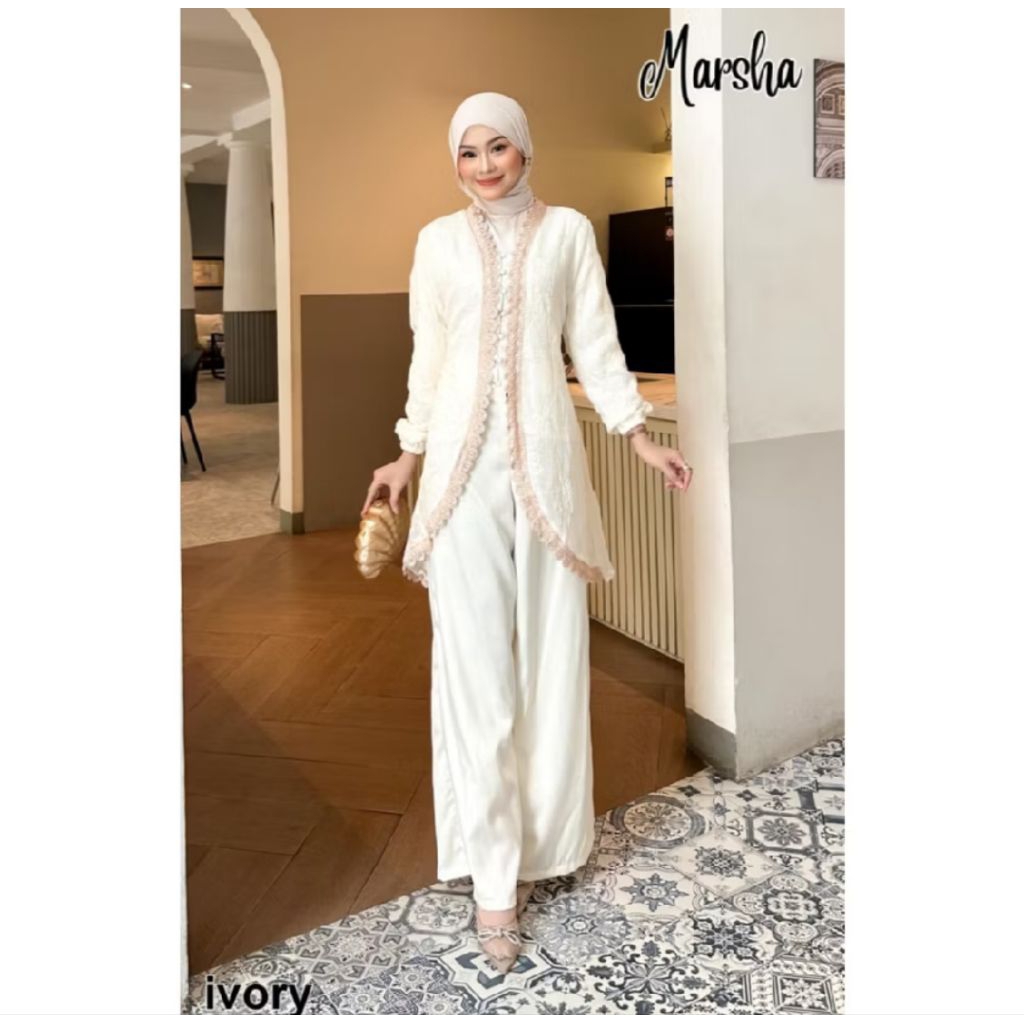 MARSHA SETELAN TUNIK CELANA ONESET FAIRY CREPE SETELAN CELANA TUNIK SETCEL PESTA KONDANGAN LEBARAN S