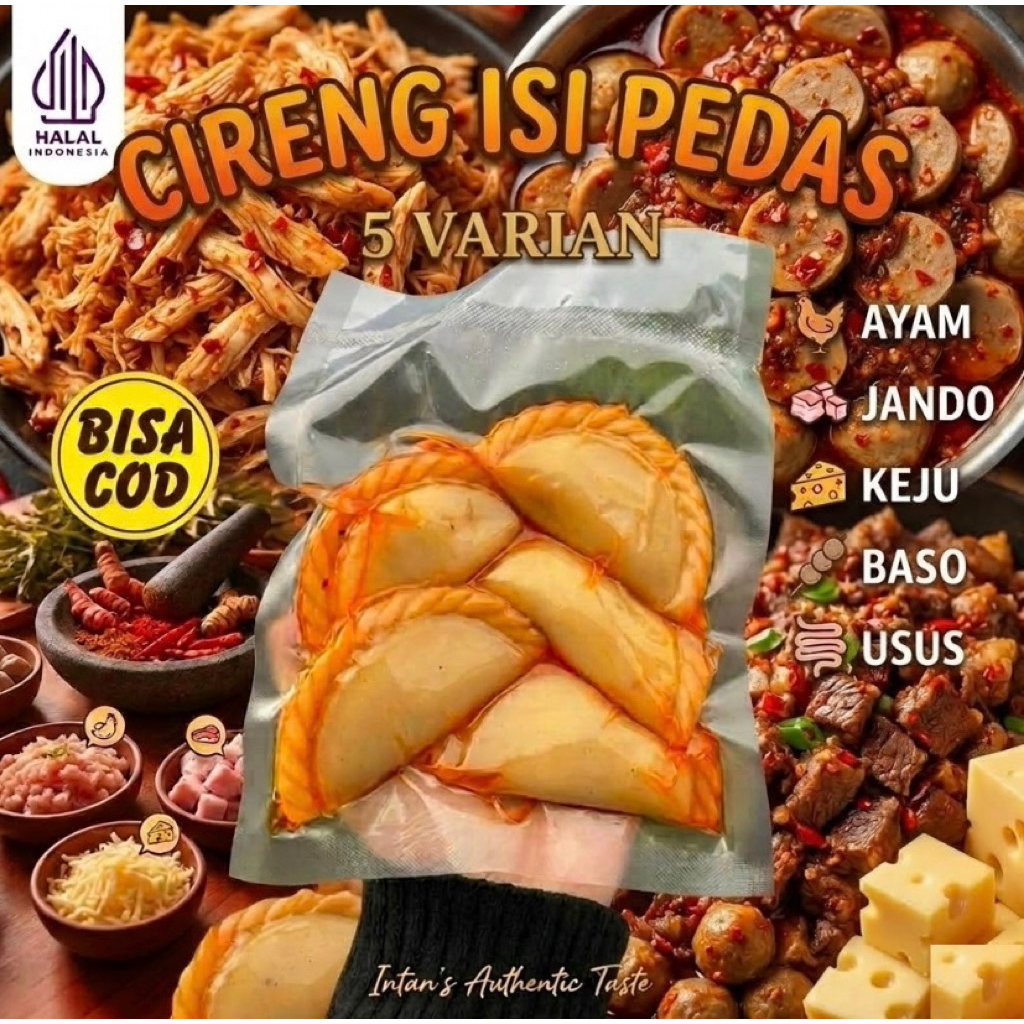 Cireng isi mercon frozen-ayam suwir ,usus,bakso,jando -cireng mercon putra pasundan