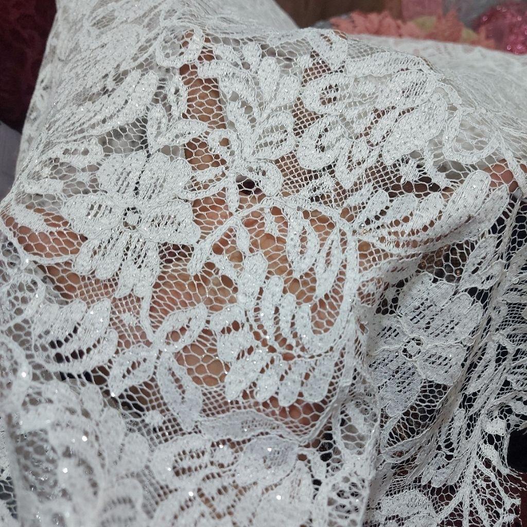kain brokat premium  - kain brokat gliter  - kain brokat luxury  - kain brokat meteran ( putih) dr