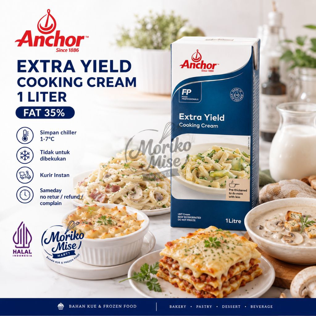 [ ANCHOR Extra Yield ] 1 liter Cooking Cream / Krim Masak Dairy cair Whipping Creamer Fat 35%