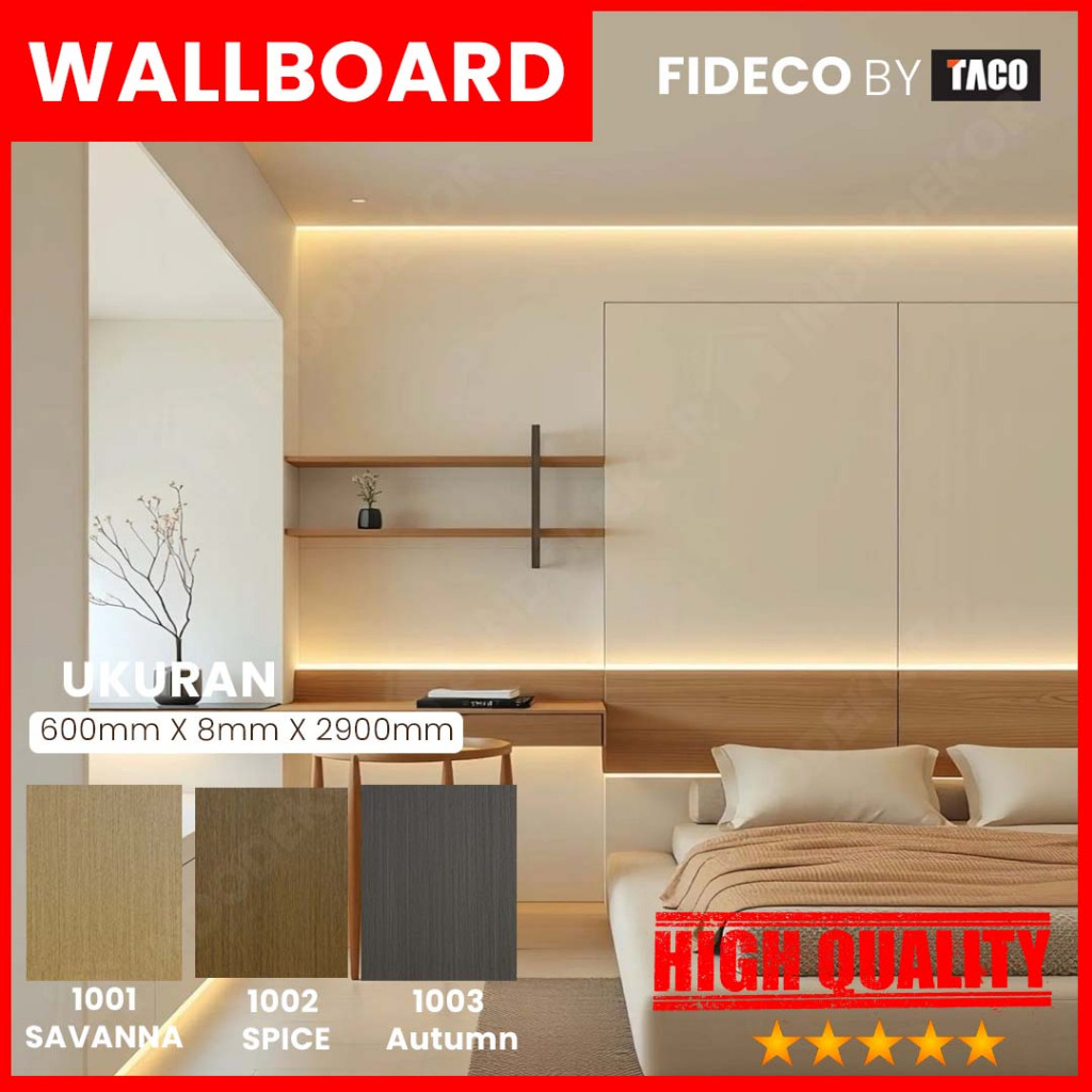 WALLBOARD FIDECO - TACO - Wallpanel Flat WPC/ Wall Panel Polos PVC/ Wallboard