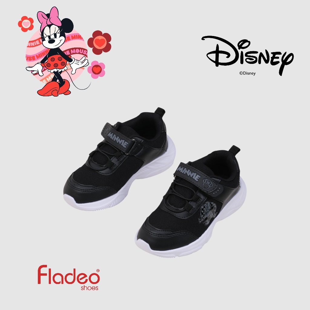 Fladeo E26/DKSBR04-1PR/Sepatu Sneakers Sepatu Sneakers Anak Perempuan dengan Karakter Tema - Hitam A