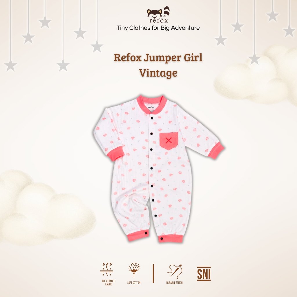 Refox - Jumper Anak Perempuan Motif Girl Vintage  Asia 1-2 Tahun