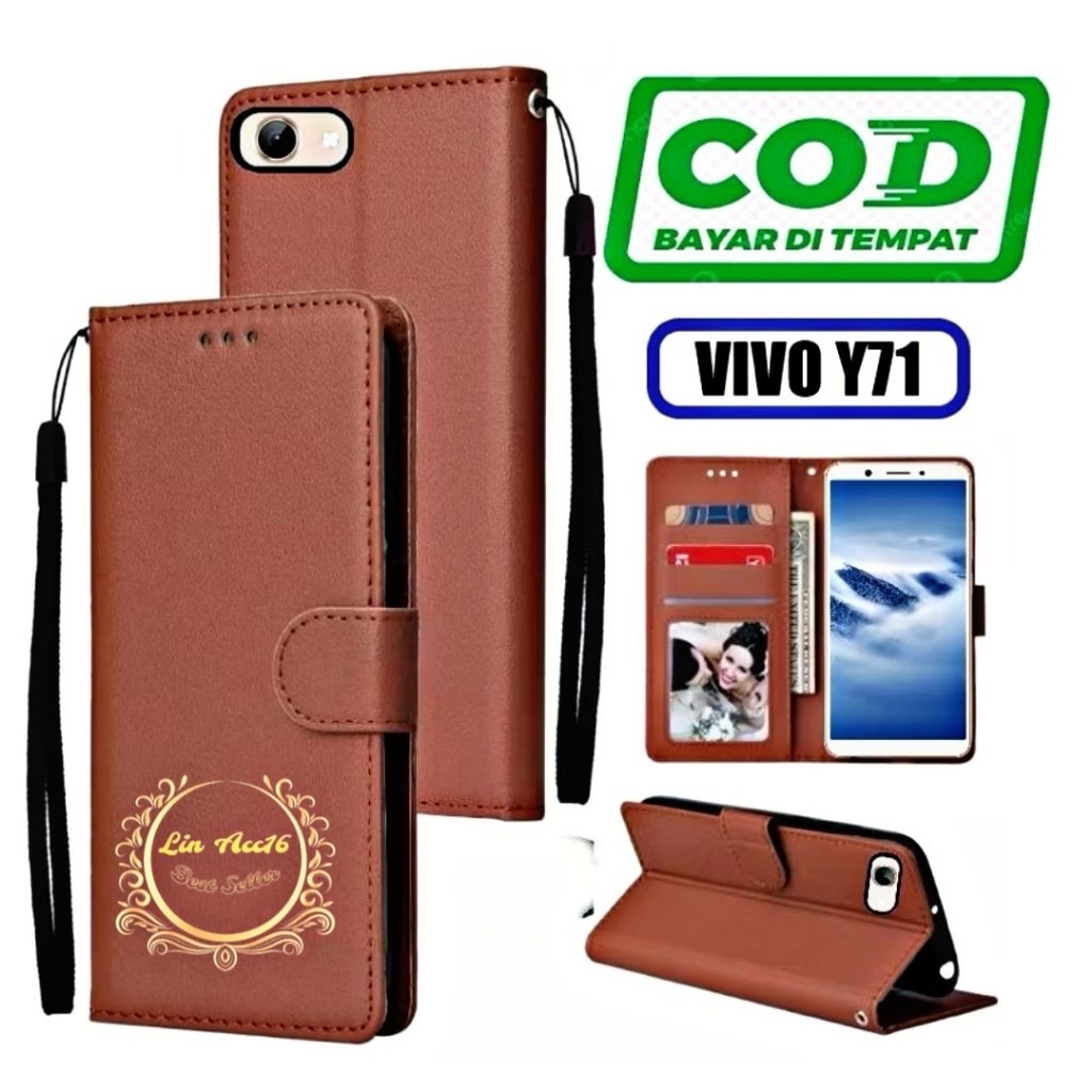 Casing Vivo Y71 Case Flip Polos Premium Leather Wallet Magnetic Full Cover Anti Shock
