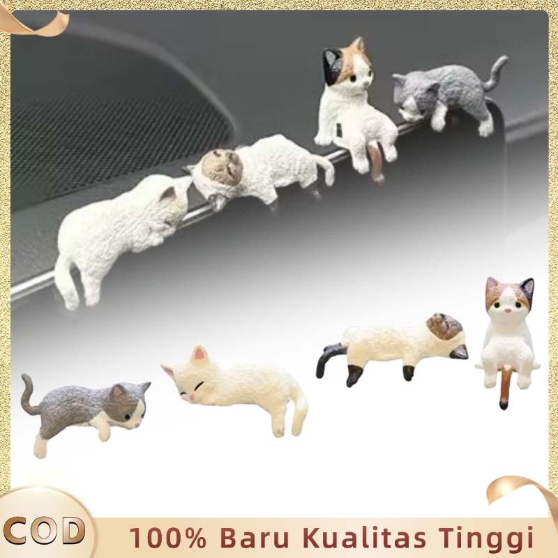 1set Boneka Tidur Mobil Kucing Tidur buat Hiasan Konsol Tengah Mobil Figure Kucing Mini Lucu Imut Bo