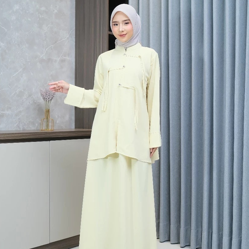 NAURA SETELAN ROK WANITA MUSLIM CHEONGSAM SABRINA ANTI UV ONE SET WANITA MUSLIM POLOS KEKINIAN