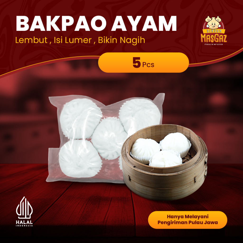 Bakpao Ayam Frozen Premium Halal Isi 5pcs | Bakpao Frozen Lembut & Isi Lumer  | Ready Stock