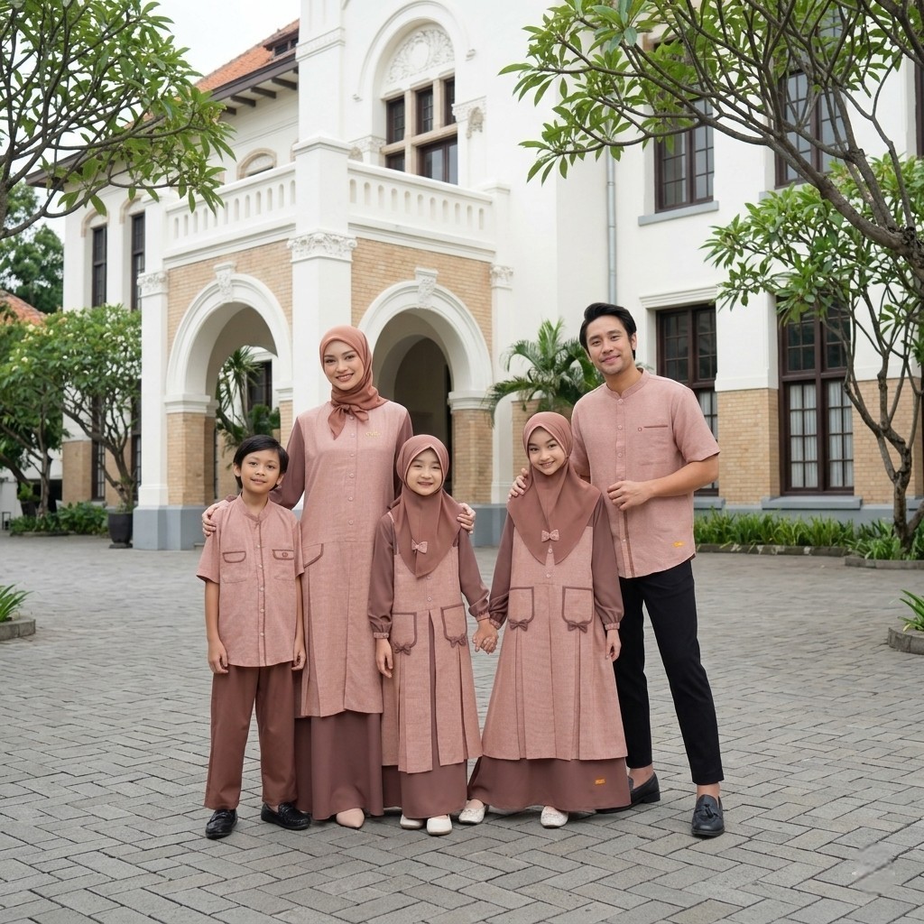 SARIMBIT NIBRAS 2023 ALESHA TERRACOTTA SERAGAM KELUARGA GAMIS BAJU KOKO IBU BUSUI AYAH LENGAN PENDEK