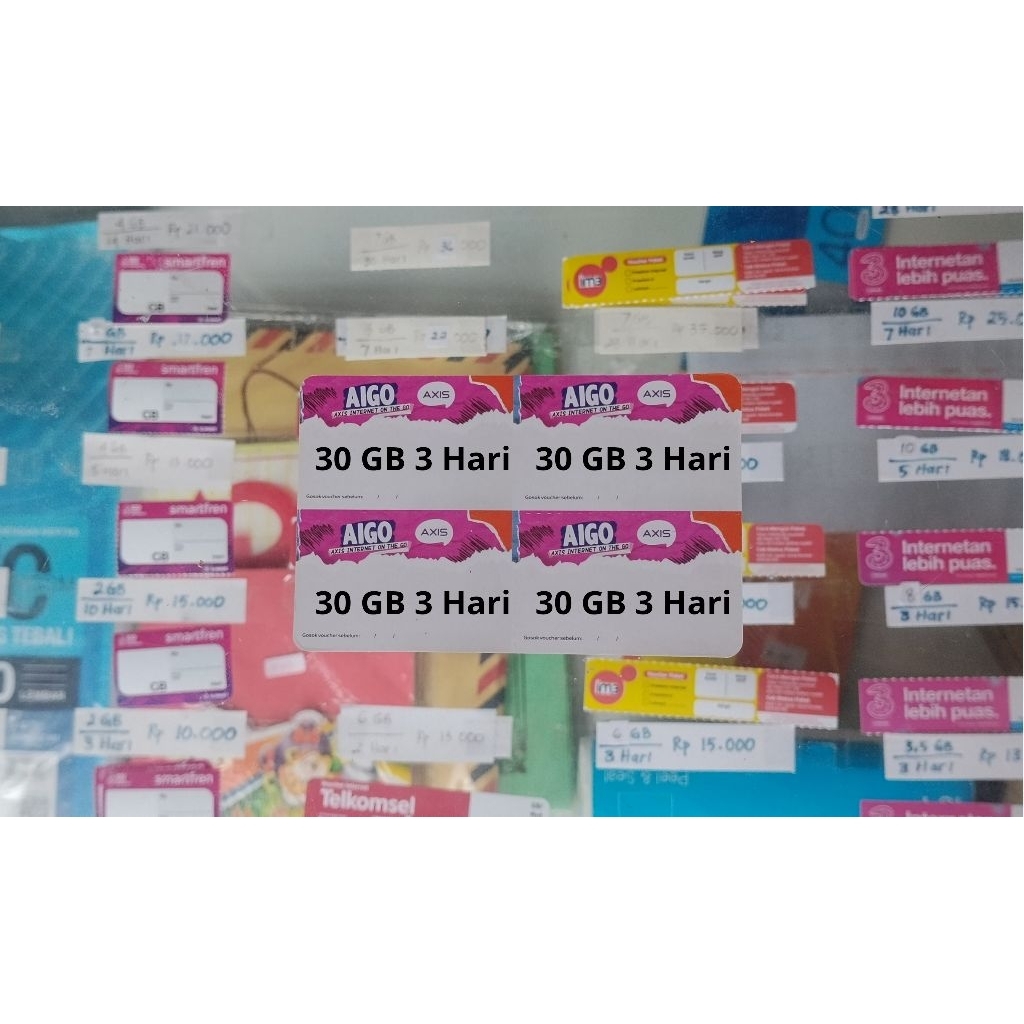Voucher axis 30 GB 3 Hari + Lokal kuota Nasional