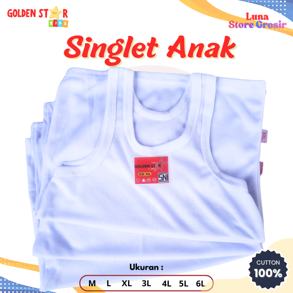 12 PCS Singlet Anak Kaos Dalem Anak Usia 0-16 Tahun Kaos Kutang Anak Cewek dan Cowok Singlet Anak - 