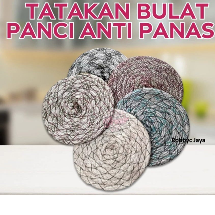 Tatakan Panci Bulat Tahan Panas | Kain Cempal Anyam Alas Panci Wajan Dapur