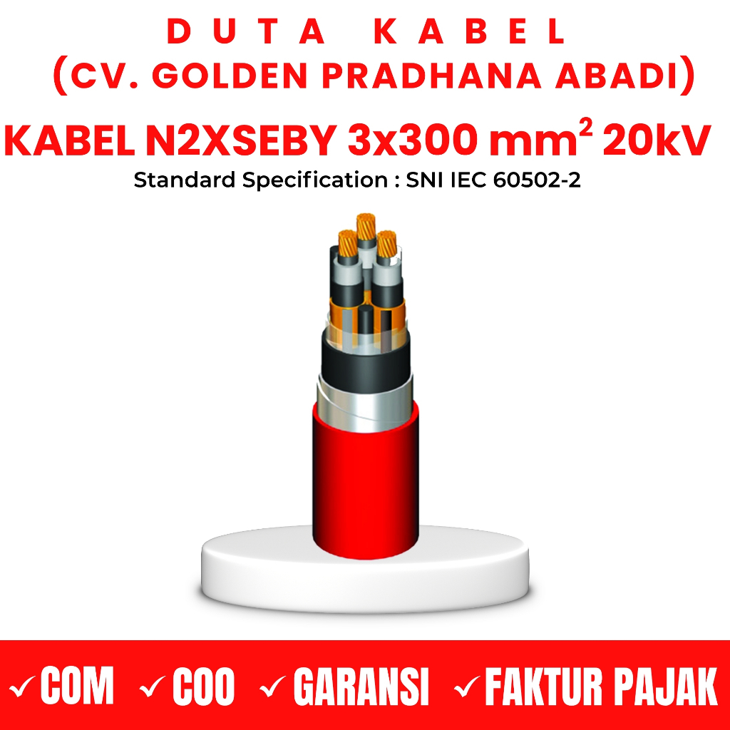 Kabel N2XSEBY 3x300 mm2 20kV SUPREME CABLE / KABELMETAL (KMI) /3x300mm2/3 x 300 mm2 mm -  Kabel Medi