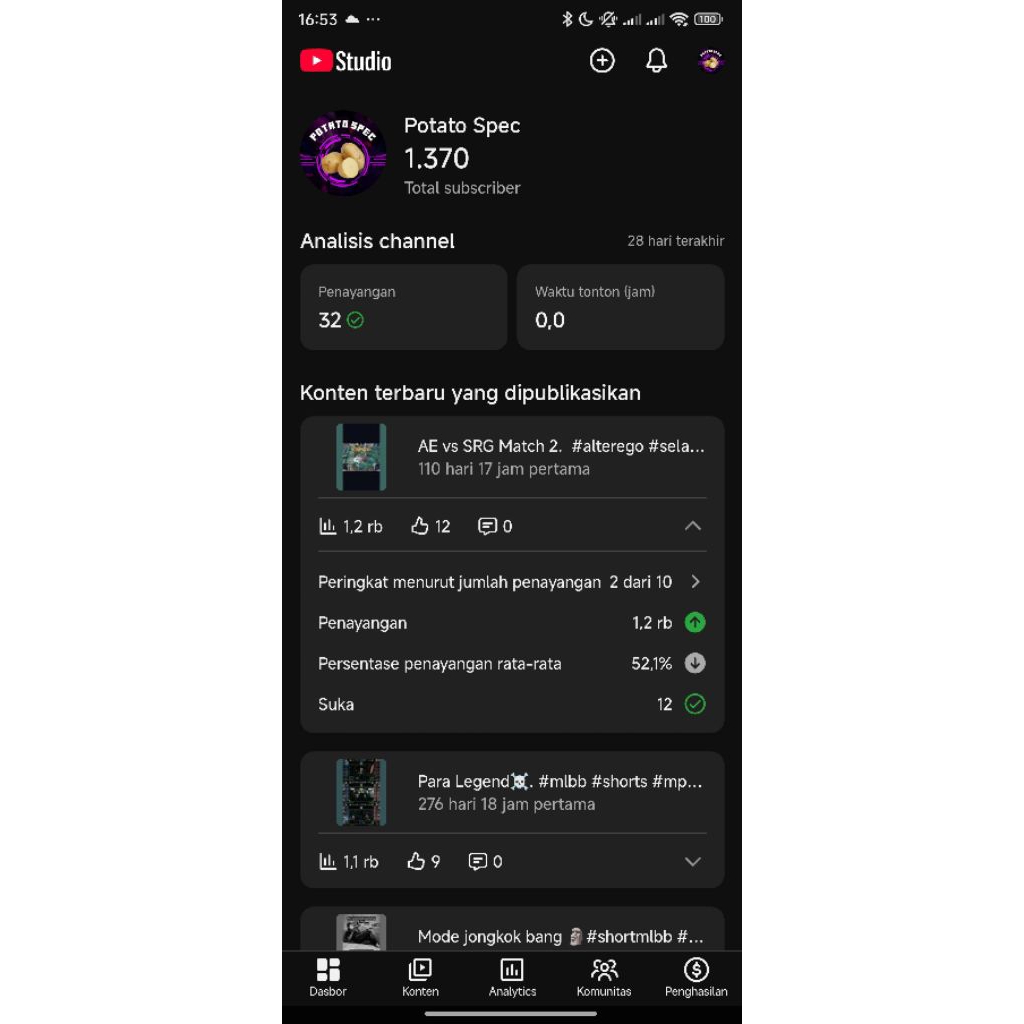 Akun YouTube Gaming 1K Subs