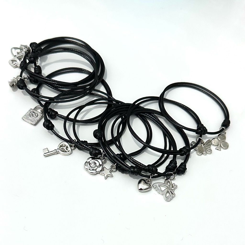 [COD | Paket Usaha] 12 Pcs Gelang Tali Korea | Gelang Tali Bandul Random | Gelang Bestie Tali Korea 
