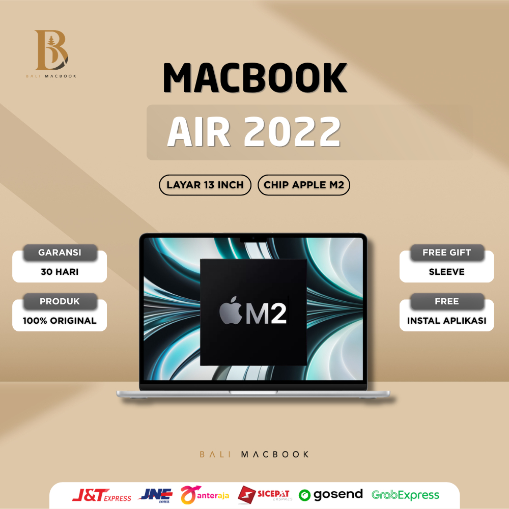 Macbook Air 13 inch 2022 M2 | Ram 8GB - 16 GB | SSD 256 & 512 GB - Second/New ORIGINAL