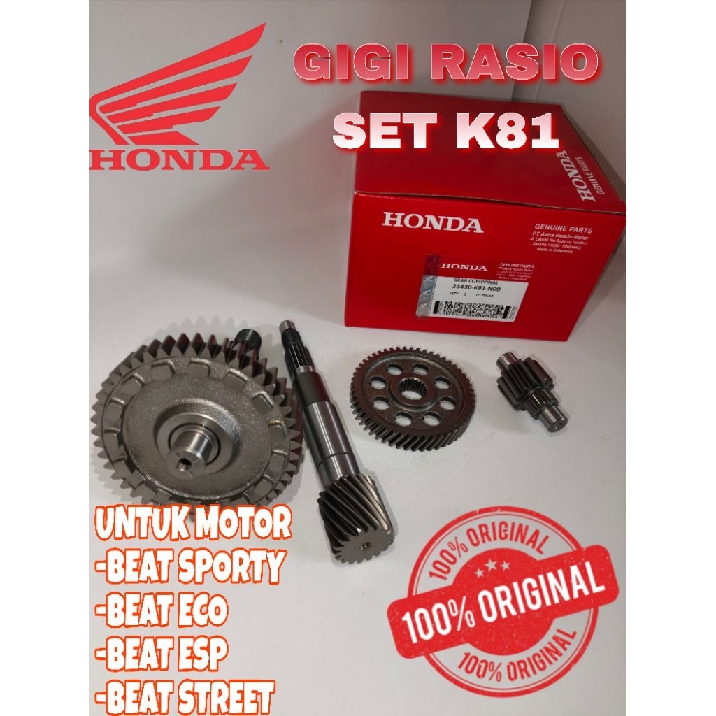 ORIGINAL GIGI RASIO SET HONDA (K81) GIGI RASIO BEAT ESP BEAT POP VARIO 110 ESP