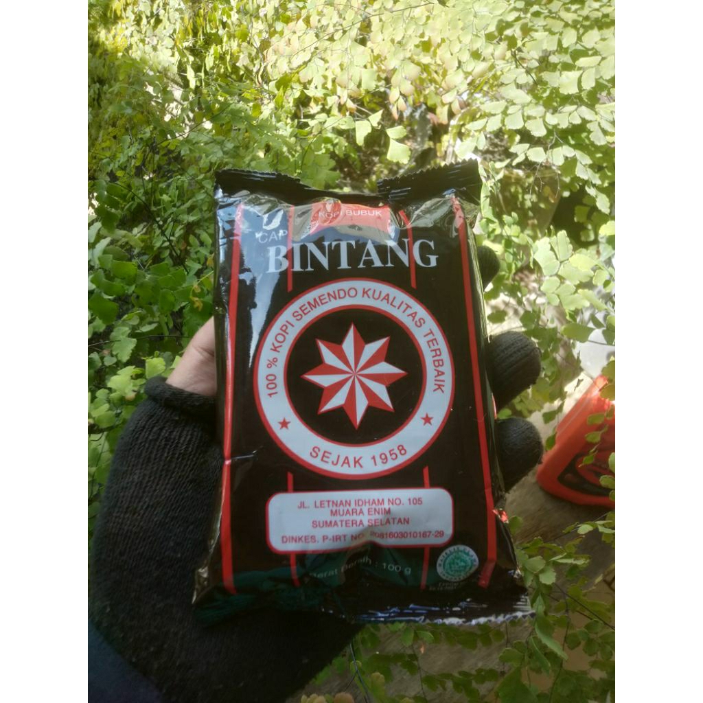 Kopi Bubuk Robusta Hitam Cap Bintang Asli Semendo Kemasan 200 Gram Untuk Takaran 35 Gelas