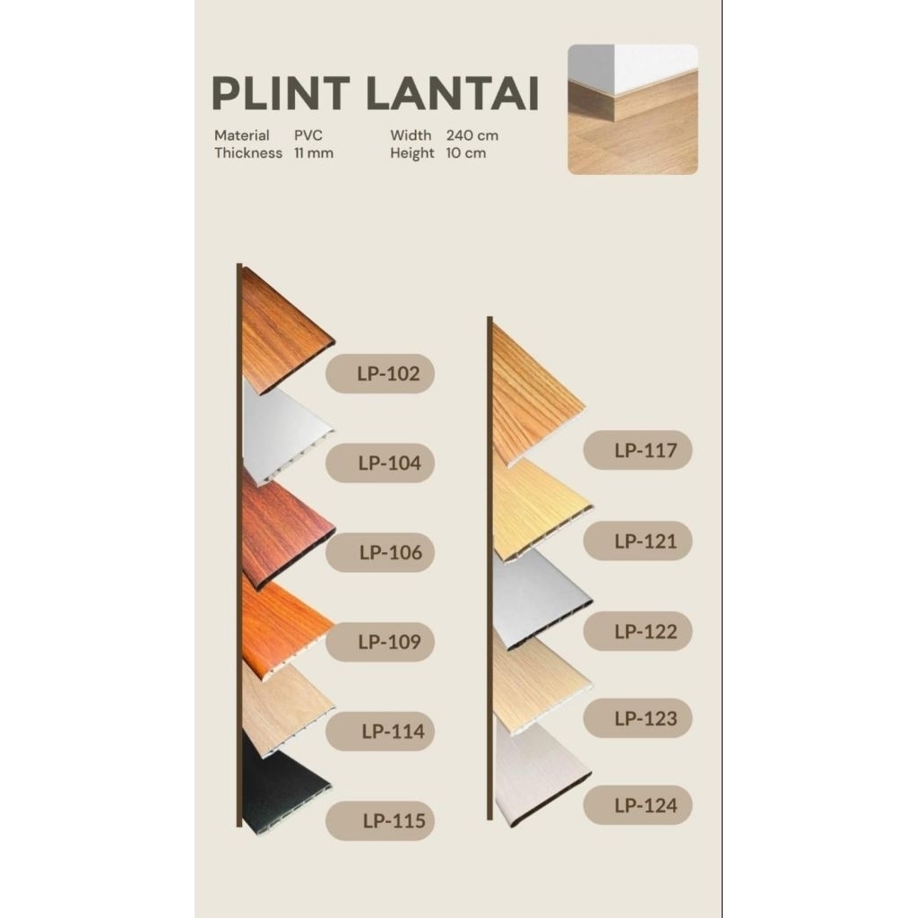 Plint Lantai Lebar 10cm Lis Plint Pvc Tepian Lantai Aksesoris Flooring Pvc