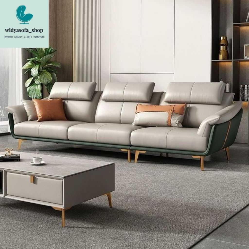 Sofa 3 Seater Minimalis Ruang Tamu / Sofa Kulit Kualitas Premium
