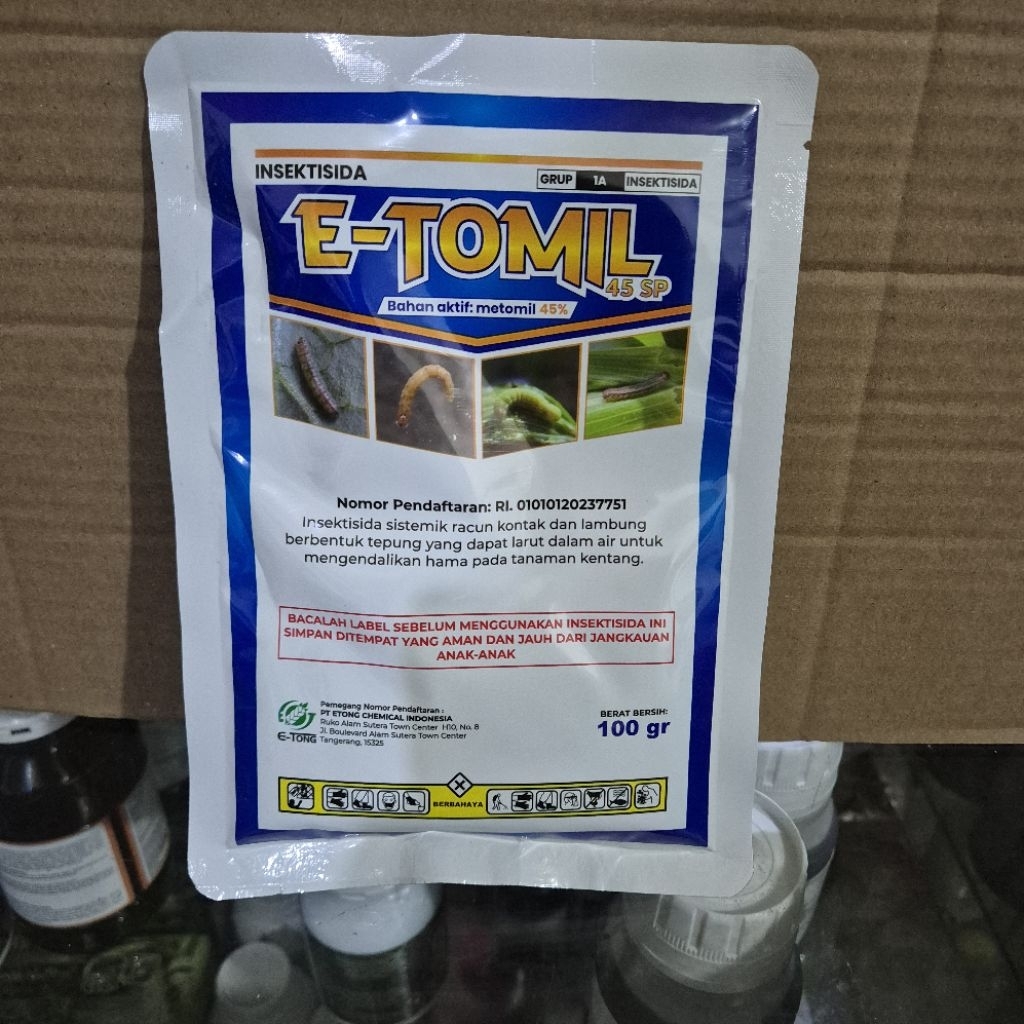 Insektisida E-tomil 45SP, Metomil 45%, 100gram.